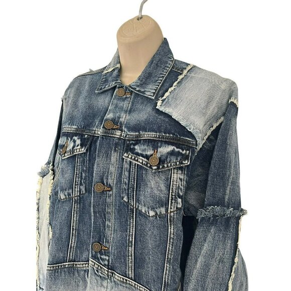 Sandrine Rose x Free People Woman's Sz S Patchwork Vintage Style Jean Jacket NWT - Picture 2 of 10
